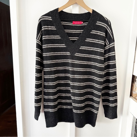 n:PHILANTHROPY black stripe dune wool sweater - Picture 5 of 9